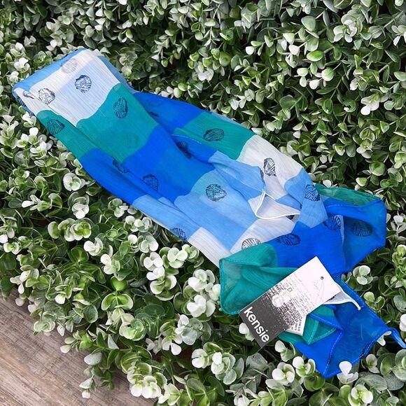 Kensie Coastal Ocean Seashell Sheer Scarf NWT - Picture 2 of 14